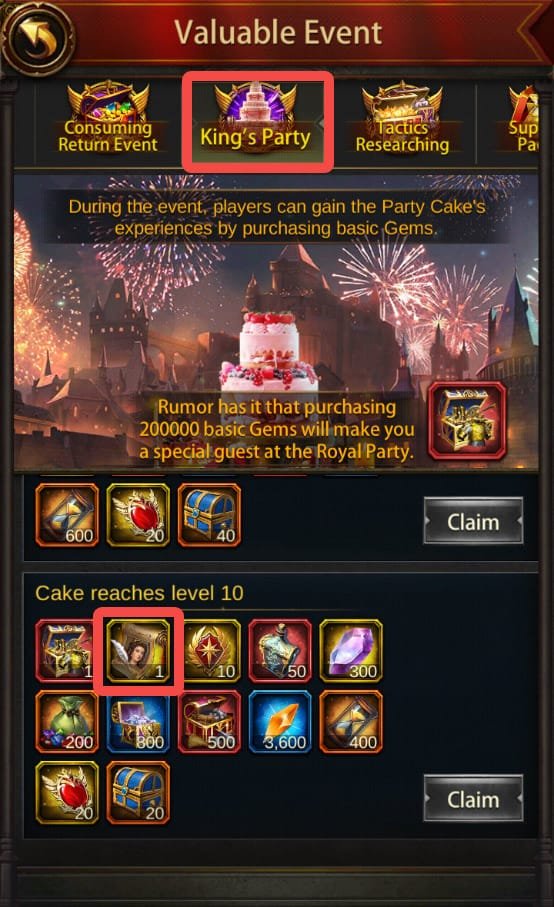 Get Queen Anne from King's Party Event