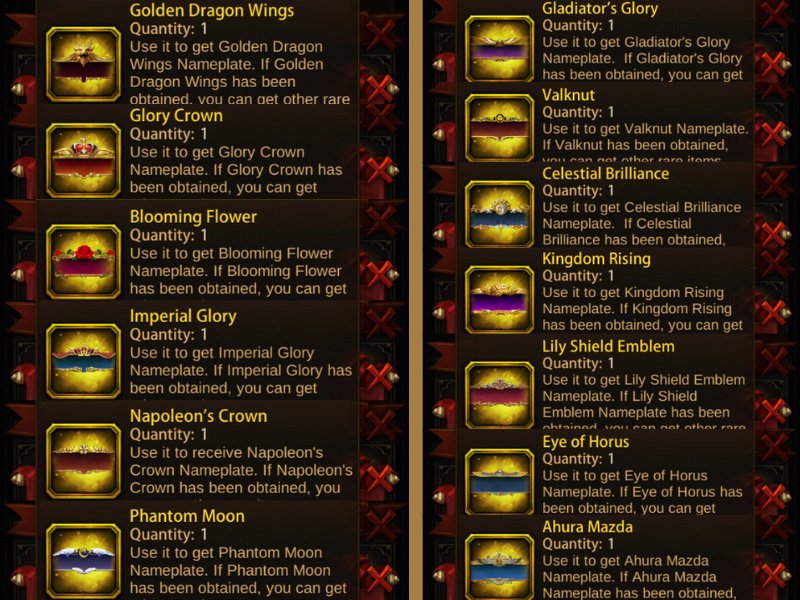 Nameplate in Age of Splendor Fame